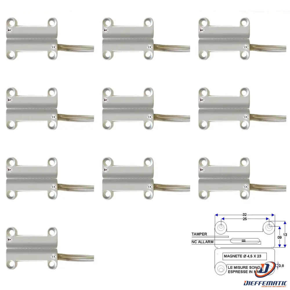 10 Contatti Magnetici A Mattoncino Da Esterno Nc Securvera St-400Dsmbfta