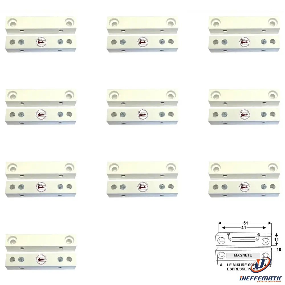 10 Contatti Magnetici Da Esterno Per Infissi Non Ferrosi Securvera St-41Bcmepxsc