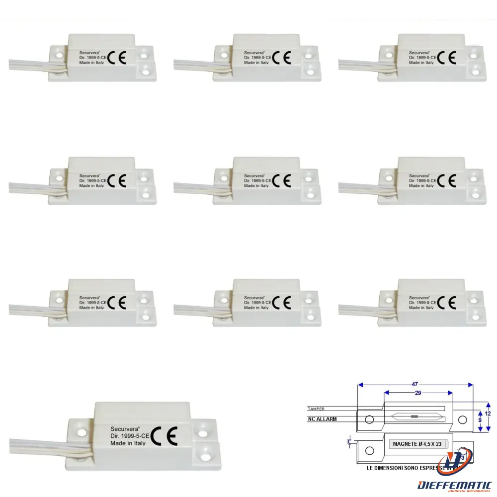 10 Contatti Magnetici Nc A Mattoncino Da Esterno Securvera St-405Xcmabtc