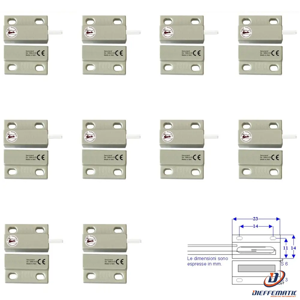 10 Microcontatti Magnetici Nc A Mattoncino Da Esterno Securvera St-100Xmcfepb