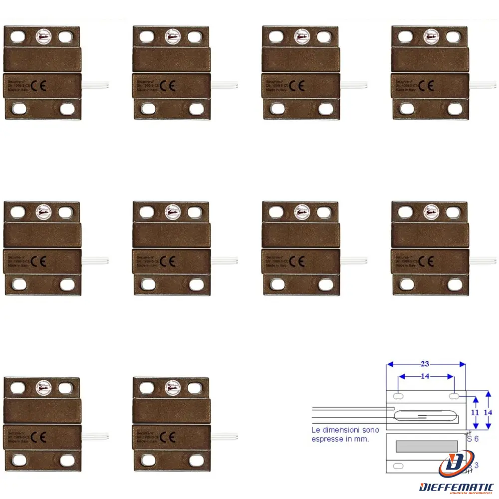 10 Microcontatti Magnetici Nc A Mattoncino Da Esterno Securvera St-10Mxmcfepc