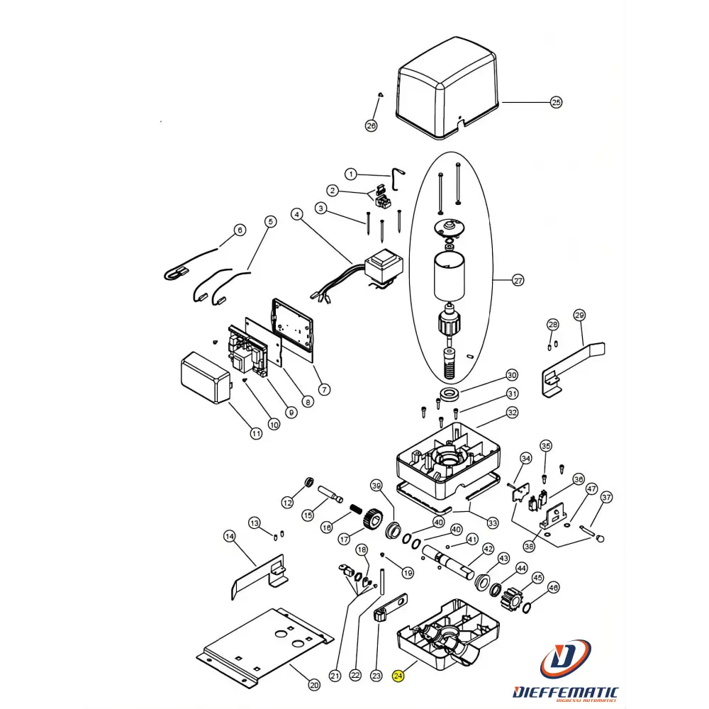 100916/1 Scatola Motore Inferiore Alluminio Simply Kv6 24 Ricambio