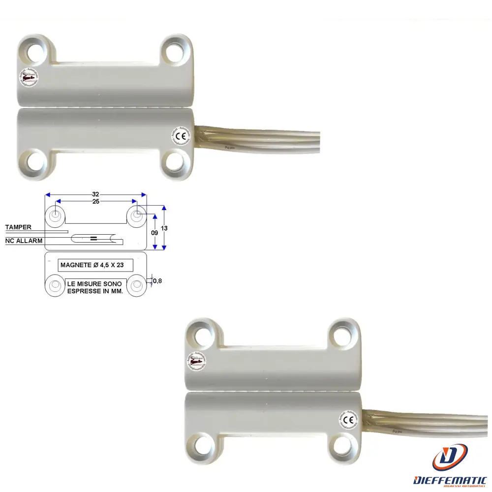 2 Contatti Magnetici A Mattoncino Da Esterno Contatto Nc Securvera St-400Dmmbftd
