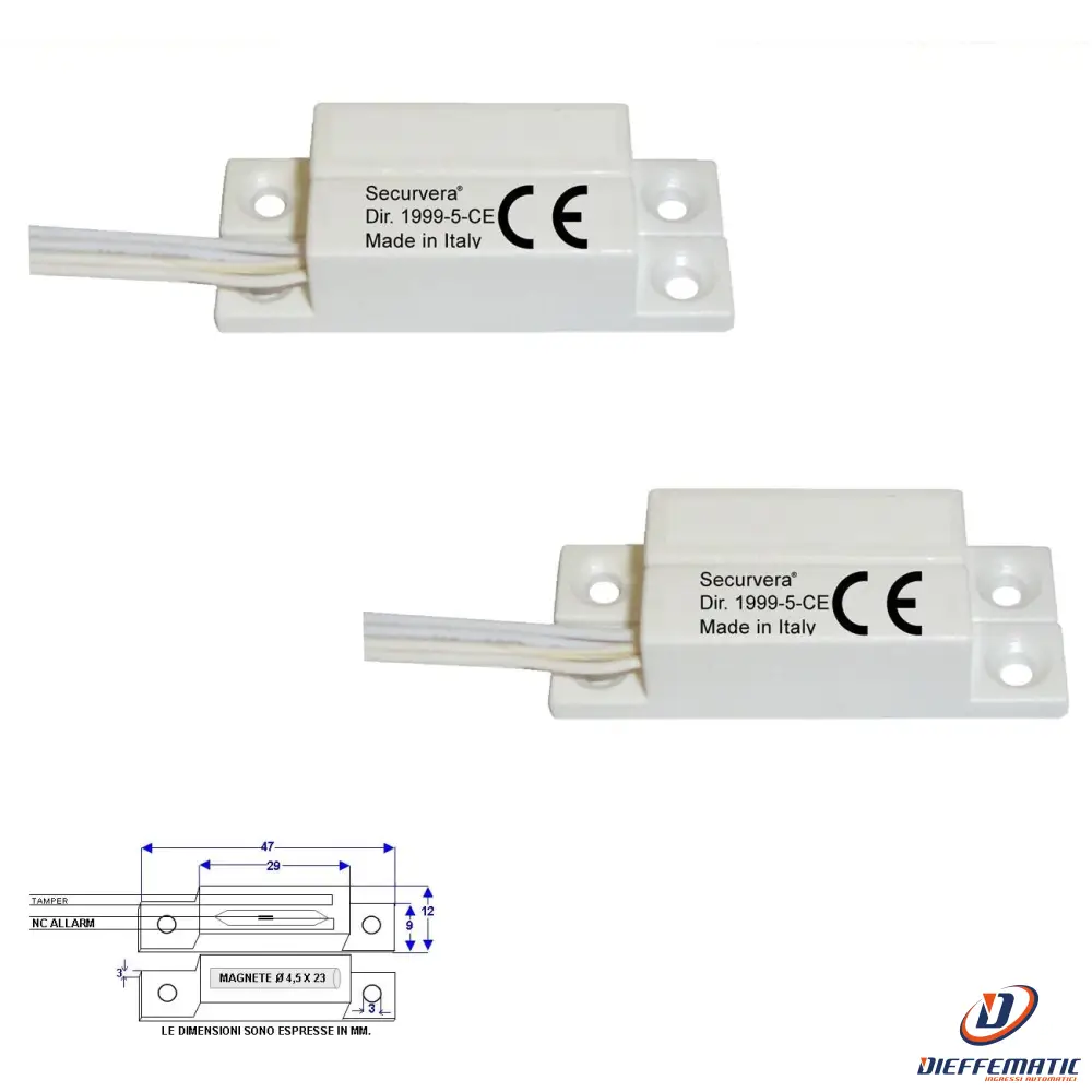 2 Contatti Magnetici Nc A Mattoncino Da Esterno Securvera St-405Dcmabtb