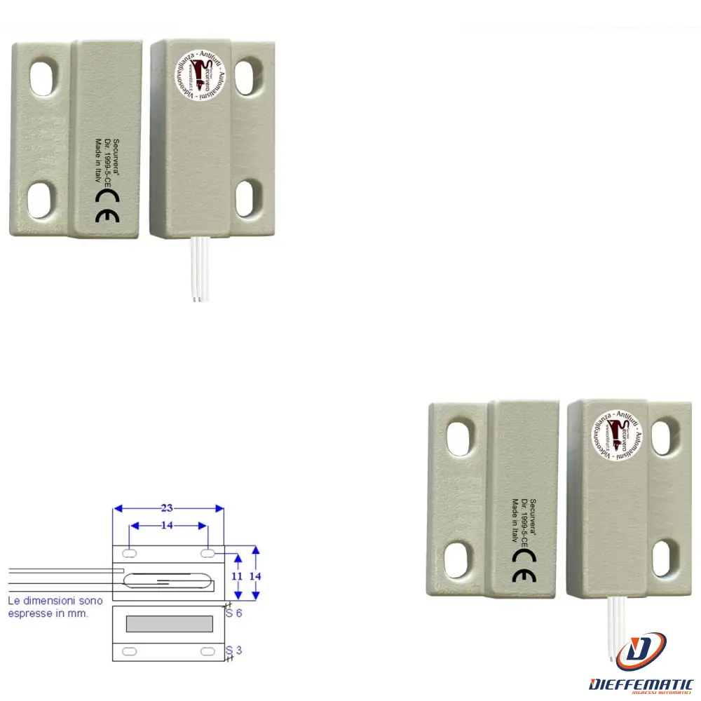 2 Microcontatti Magnetici Nc A Mattoncino Da Esterno Securvera St-100Dmcfepb