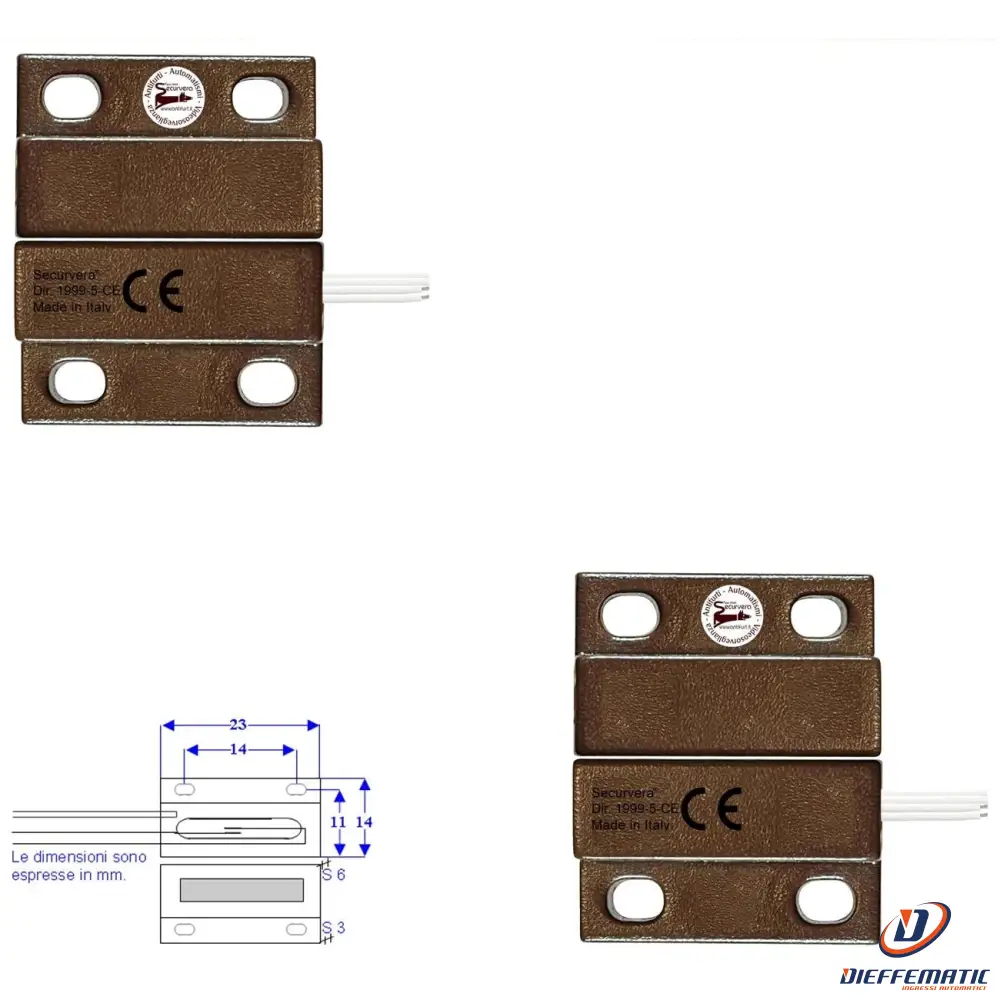 2 Microcontatti Magnetici Nc A Mattoncino Da Esterno Securvera St-10Mdmcfepc