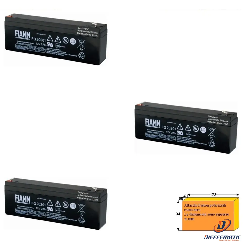 3 Batterie Ricaricabili Fiamm 12V 2Ah Securvera Sf-120Trfscsa