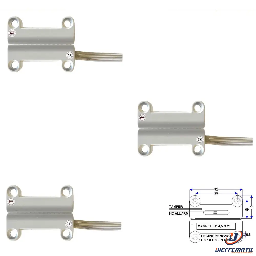 3 Contatti Magnetici A Mattoncino Da Esterno Contatto Nc Securvera St-400Tmmbftd