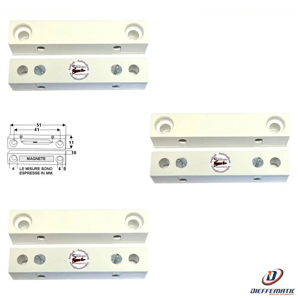 3 Contatti Magnetici Da Esterno Per Infissi Non Ferrosi Securvera St-41Bcmep3Sb