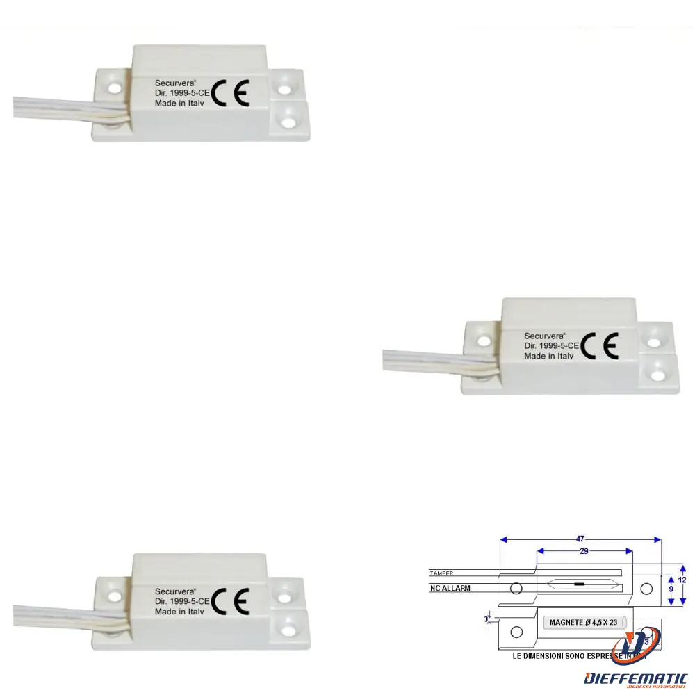3 Contatti Magnetici Nc A Mattoncino Da Esterno Securvera St-405Cmabctd