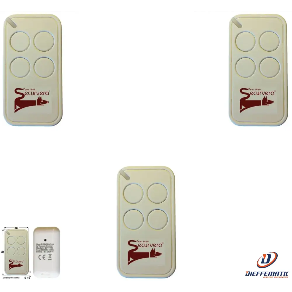 3 Radiocomandi 4 Canali Codice Univoco Rolling Code Securvera Sv-Trc3Rc4Csb