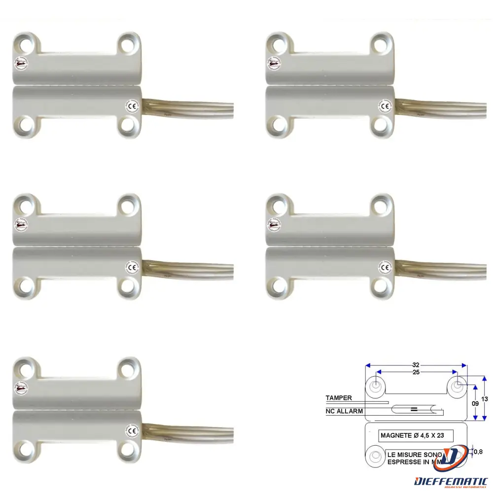 5 Contatti Magnetici A Mattoncino Da Esterno Contatto Nc Securvera St-400Csmbfte