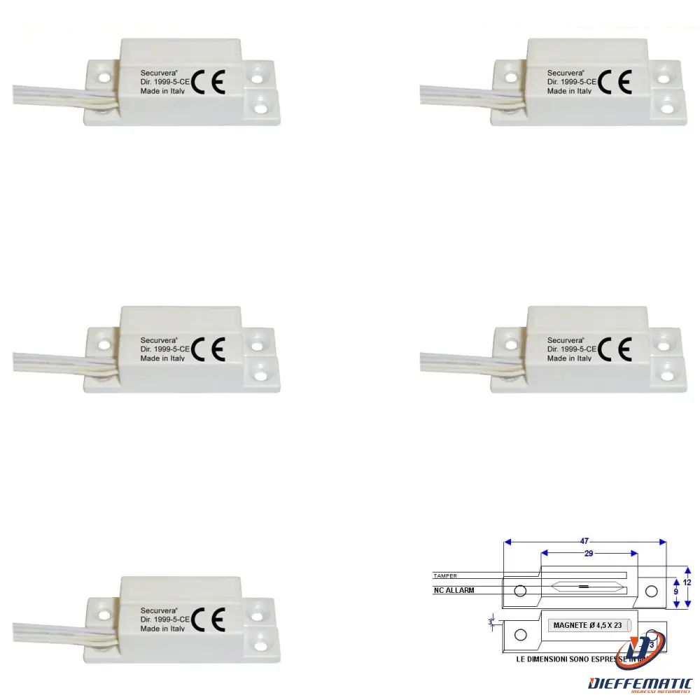 5 Contatti Magnetici Nc A Mattoncino Da Esterno Securvera St-405Cmabcte