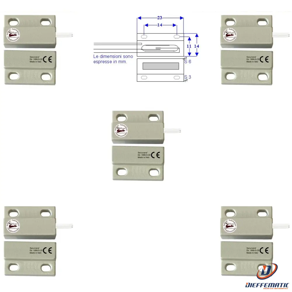 5 Microcontatti Magnetici Nc A Mattoncino Da Esterno Securvera St-100Cmcfepb