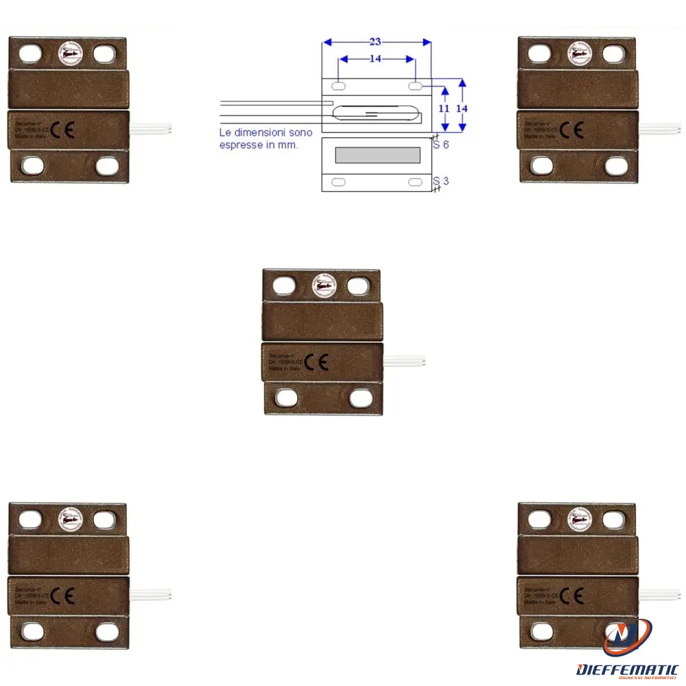 5 Microcontatti Magnetici Nc A Mattoncino Da Esterno Securvera St-10Mcmcfepe