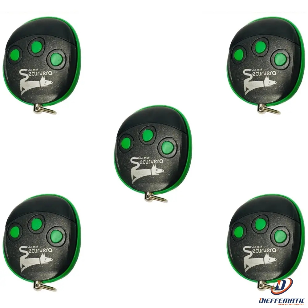5 Radiocomandi Clonatori 3 Canali Default Securvera Sv-Rat5Rctcse