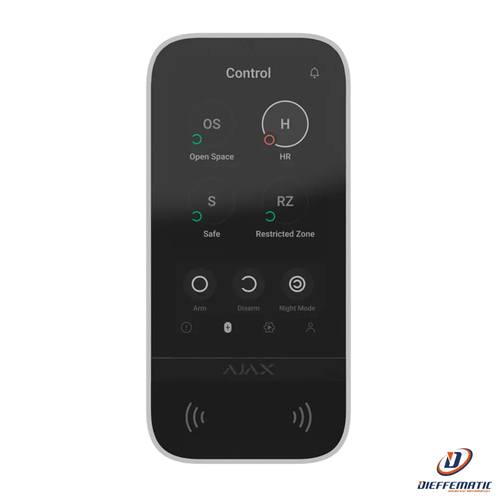 Ajax Aj-Keypadtouchscreen-W Tastiera Con Touch Screen Ips E Lettore Rfid
