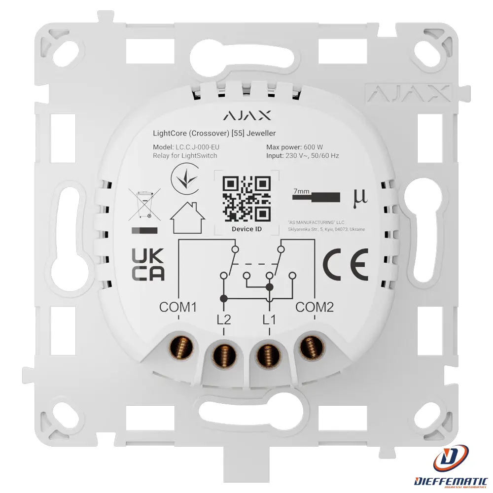 Ajax Aj-Lightcore-Cross Relè Per Interruttore Smart Crossover