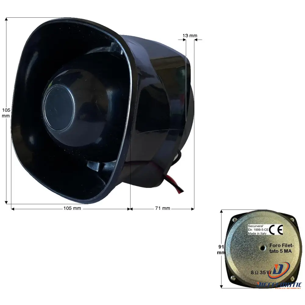 Altoparlante Tromba Ricambio Per Sirena Elettronica Securvera Sv-Caoarsalpd