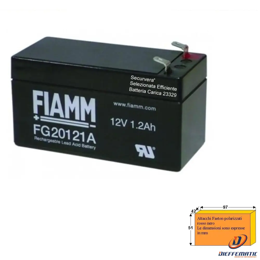 Batteria Ricaricabile Fiamm 12V 1,2Ah Securvera Sf-112Abrscsa