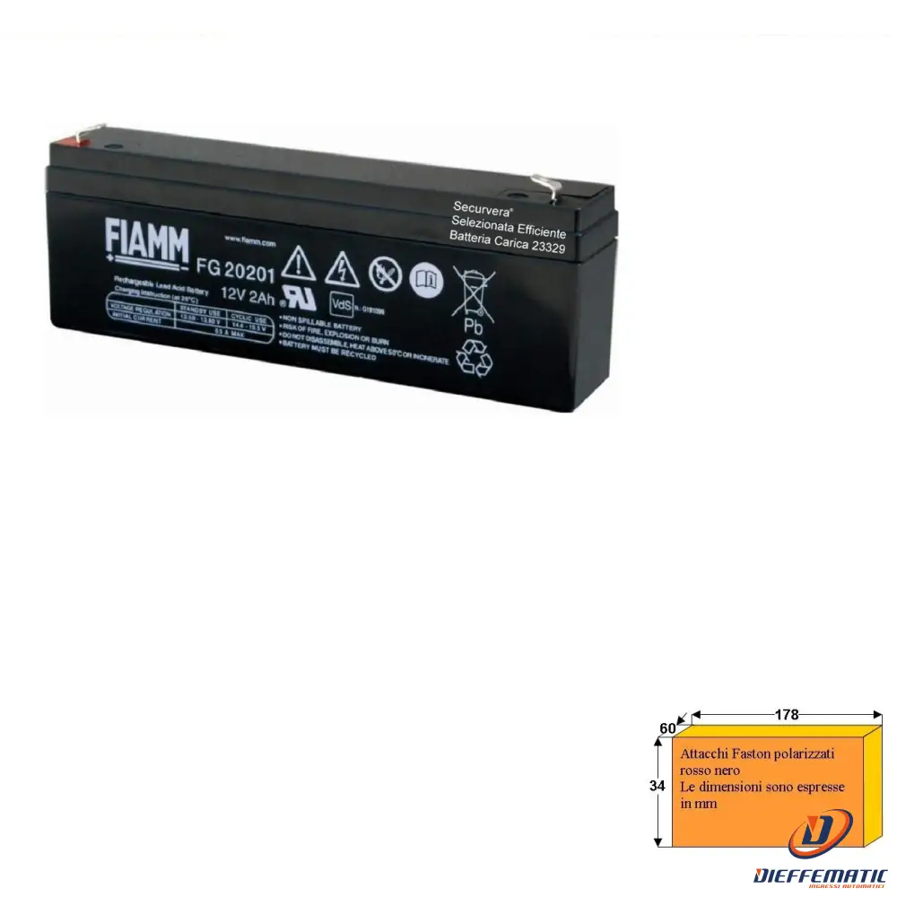 Batteria Ricaricabile Fiamm 12V 2Ah Securvera Sf-120Brfscse