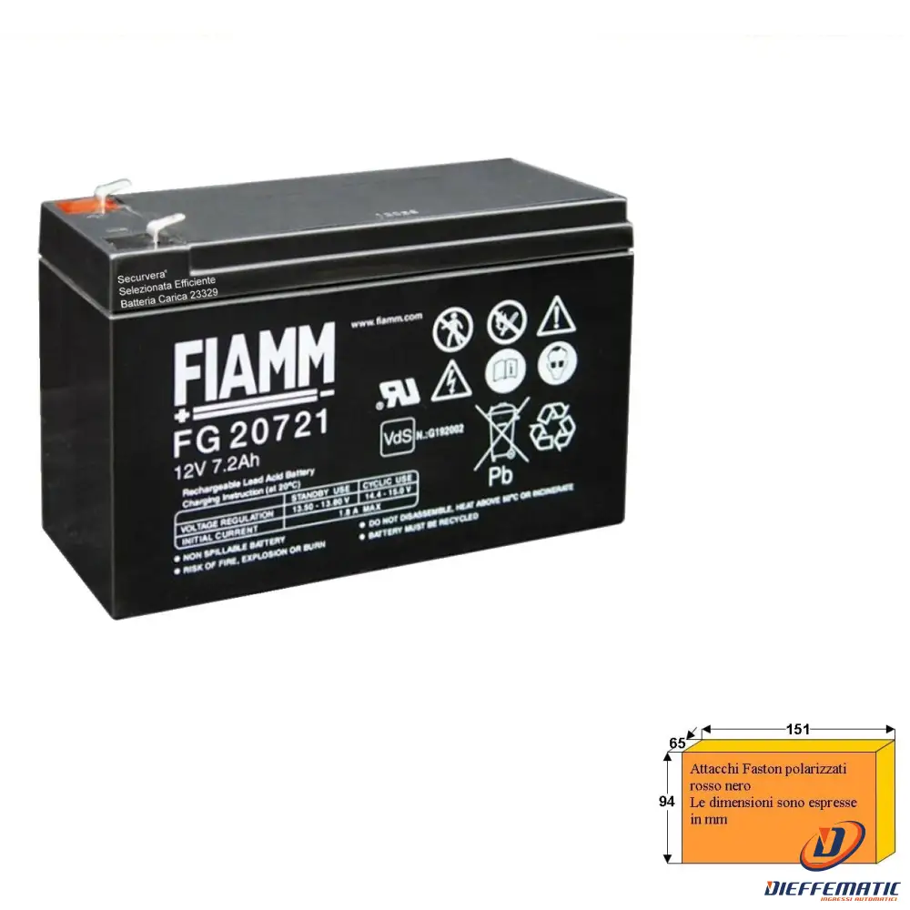 Batteria Ricaricabile Fiamm 12V 7,2Ah Securvera Sf-172Brfscsa
