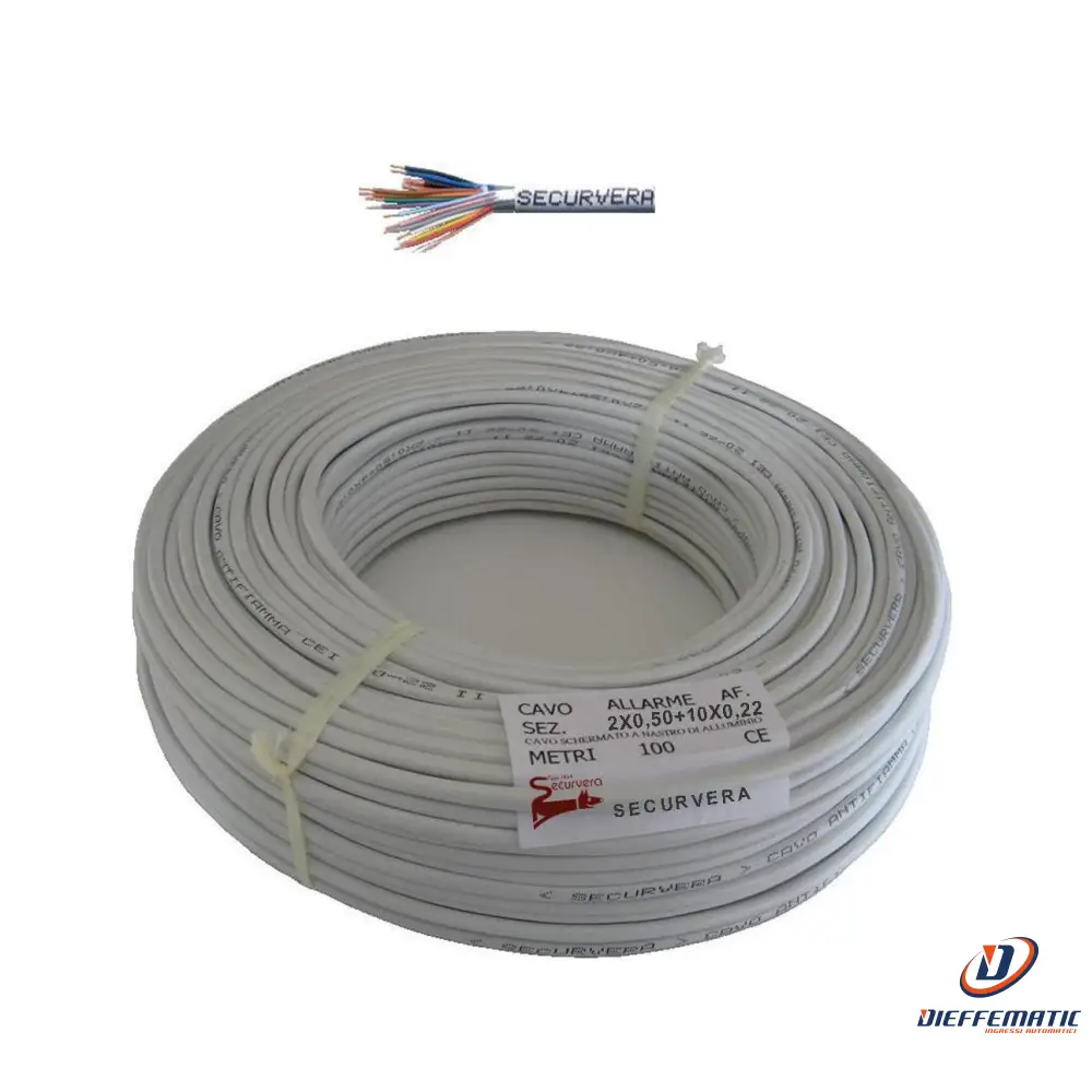 Cavo Schermato Antifiamma 2X0,50+10X0,22 Per Antifurto Securvera Sm-210Csaftsb