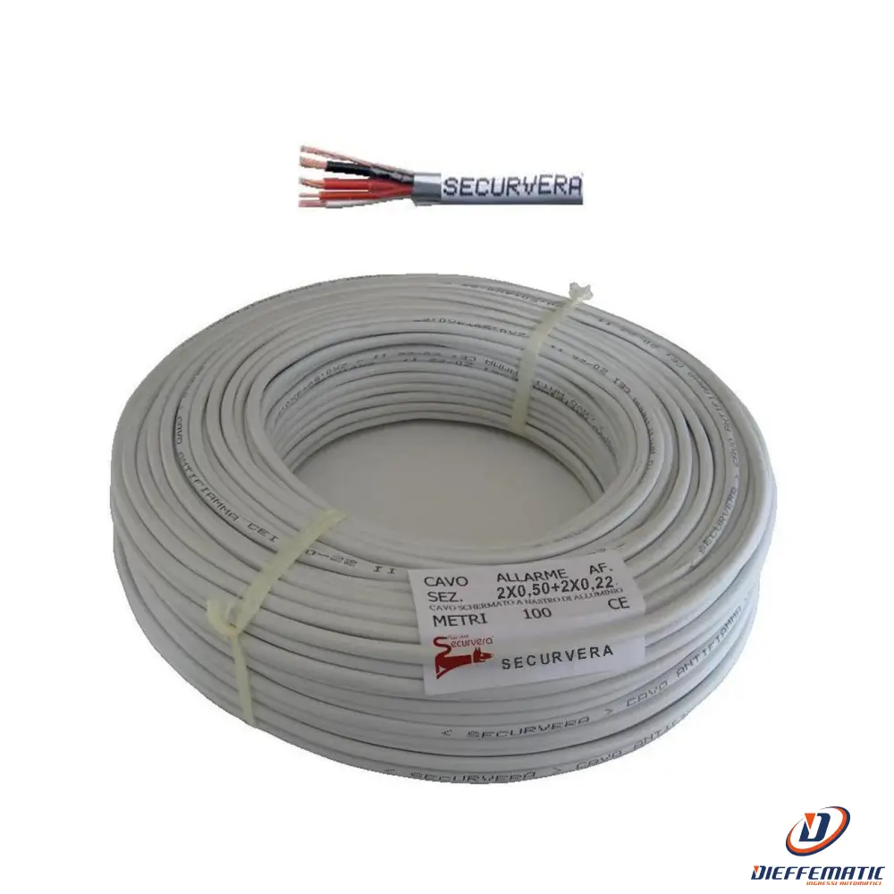 Cavo Schermato Antifiamma 2X0,50+2X0,22 Per Antifurto Securvera Sm-2S2Csaftsa