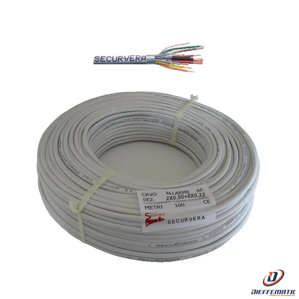 Cavo Schermato Antifiamma 2X0,50+8X0,22 Per Antifurto Securvera Sm-2S8Csaftsa