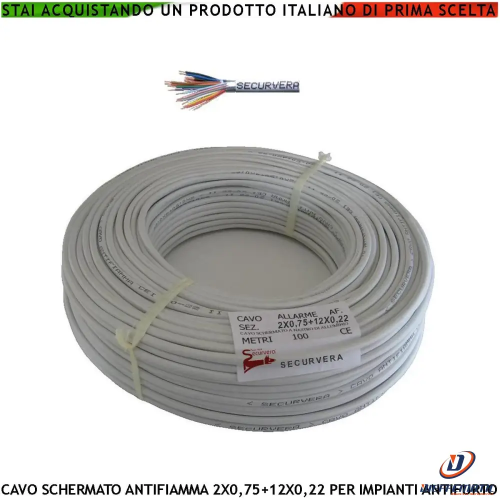 Cavo Schermato Antifiamma 2X0,75+12X0,22 Per Antifurto Securvera Sm-G12Csaftsb