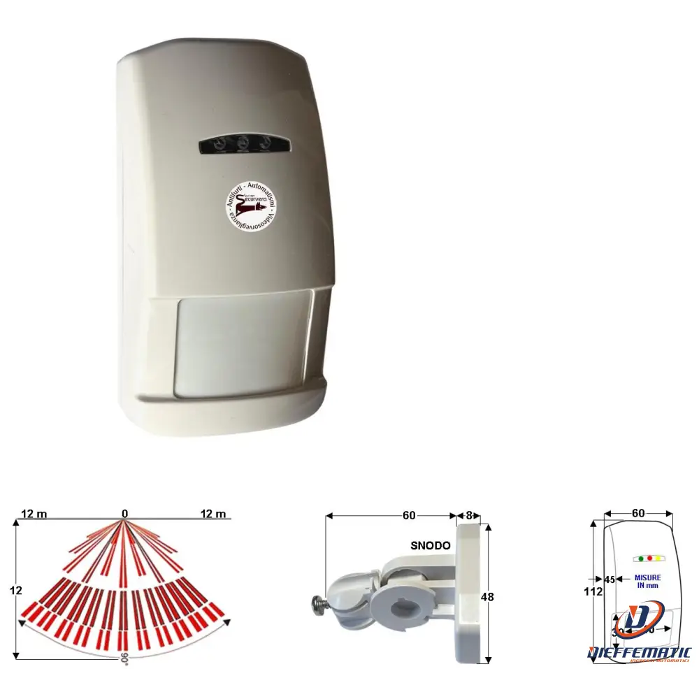 Doppia Tecnologia Grandangolo 12 Mt Rileva Movimento Securvera Sd-Swidtsmctd