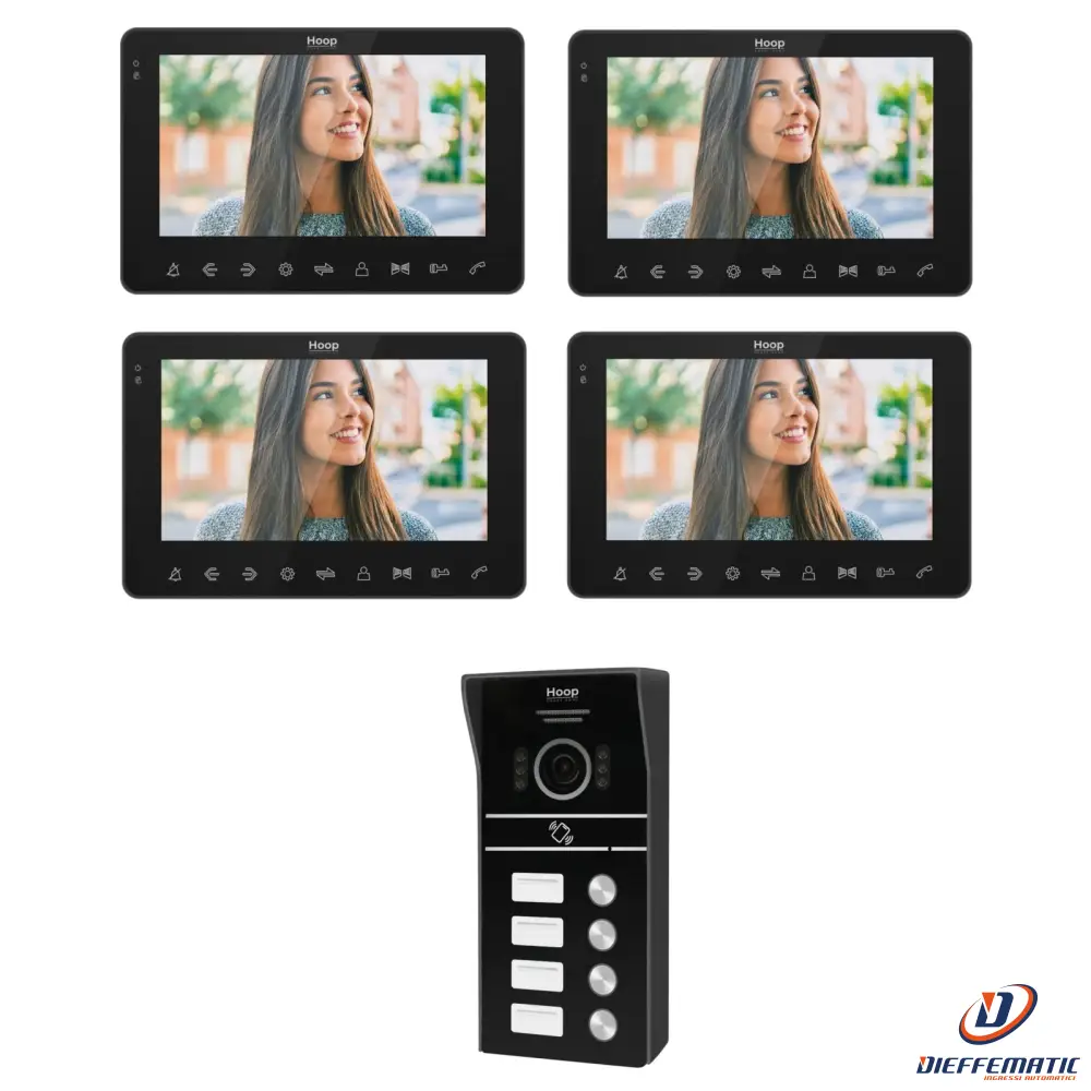Dplus Kit Videocitofono 4 Monitor Interni + UnitĂ Esterna Kit4_Tag7Wifib