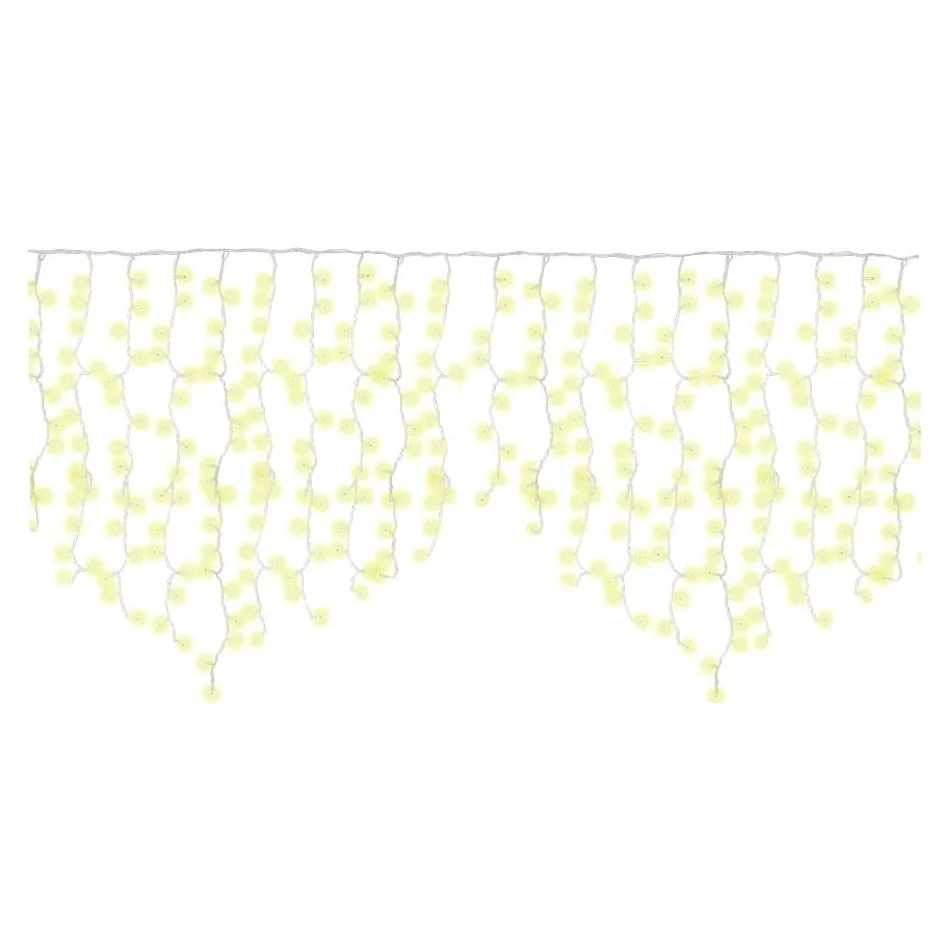 Ettroit Et4132 Tenda 216 Led 5M X3-4-6-8-10-12 Filo Bianco Luce Giallo Ip65