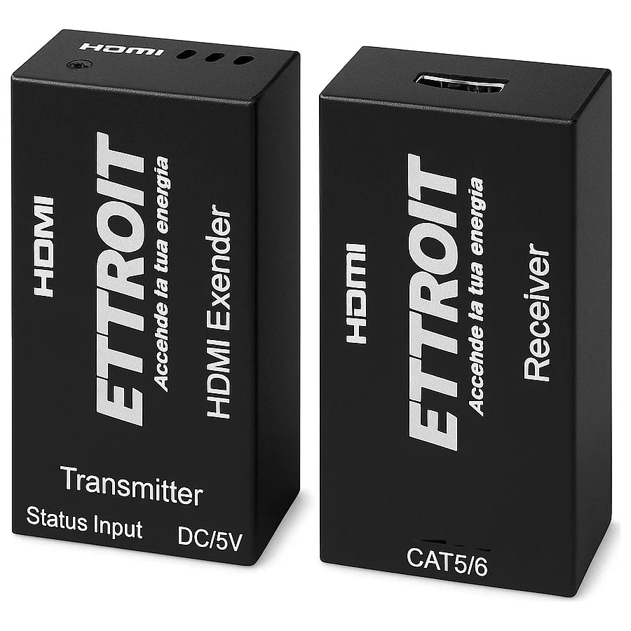 Ettroit Et5003 Kit Tx-Rx Extender Hdmi, 60Mt Utp, 4K@60Hz, Poe, Loop-Out