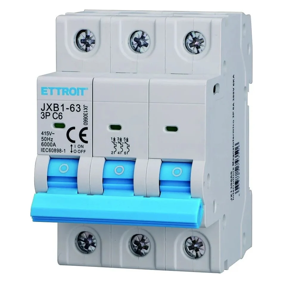 Ettroit Jx130660 Interruttore Magnetotermico 3P 6A 380V 6Ka