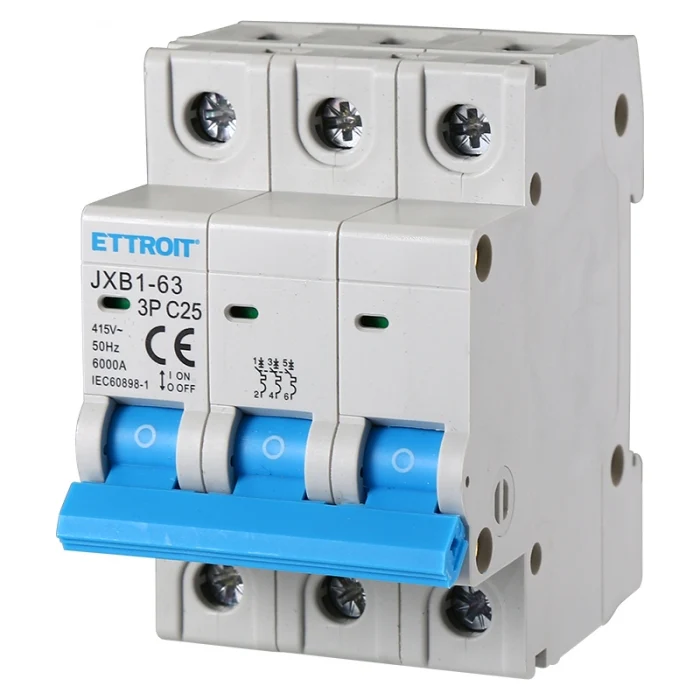 Ettroit Jx132560 Interruttore Magnetotermico 3P 25A 380V 6Ka
