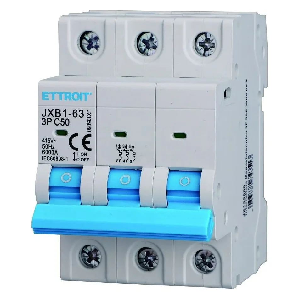 Ettroit Jx135060 Interruttore Magnetotermico 3P 50A 380V 6Ka