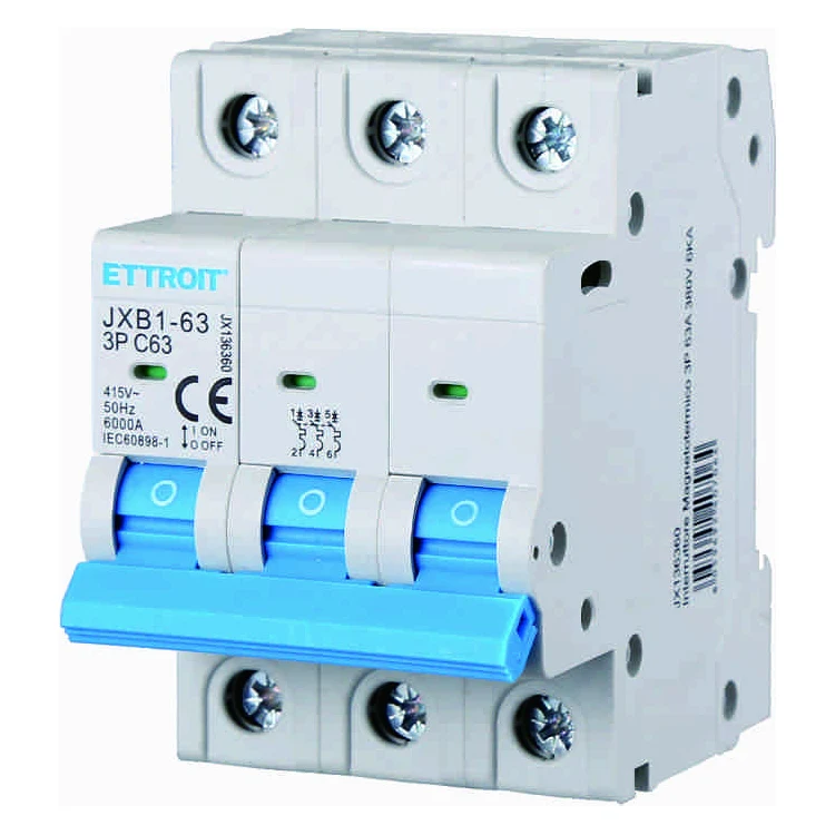 Ettroit Jx136360 Interruttore Magnetotermico 3P 63A 380V 6Ka