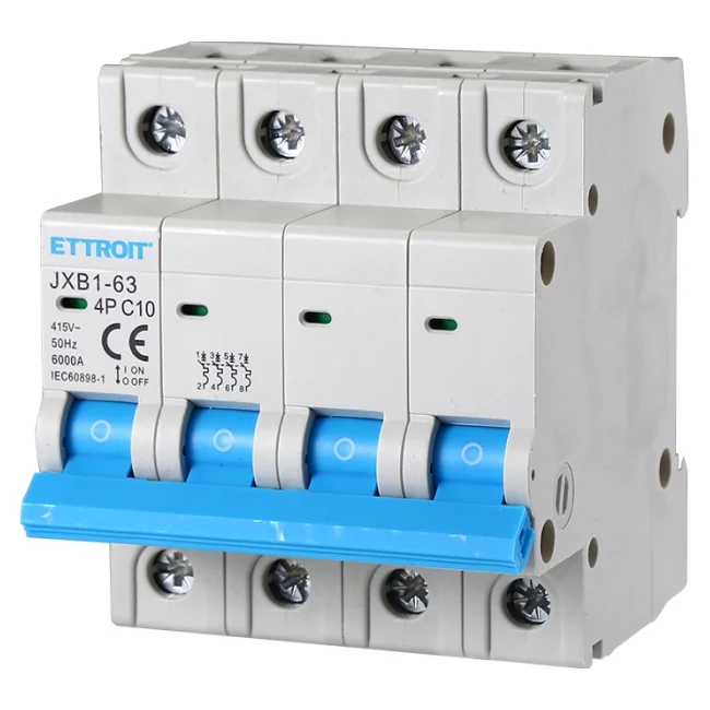 Ettroit Jx141060 Interruttore Magnetotermico 4P 10A 380V 6Ka