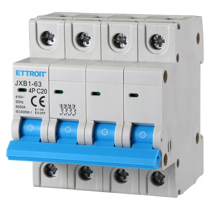Ettroit Jx142060 Interruttore Magnetotermico 4P 20A 380V 6Ka