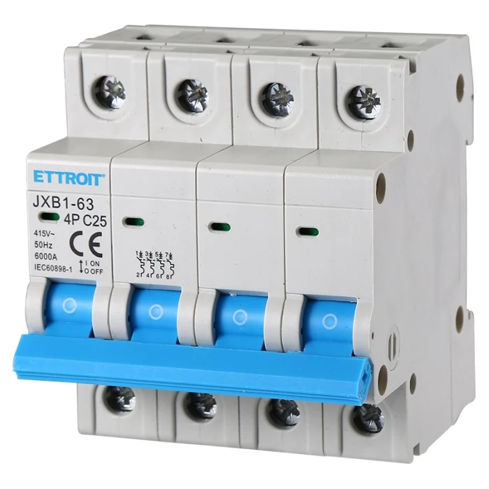Ettroit Jx142560 Interruttore Magnetotermico 4P 25A 380V 6Ka