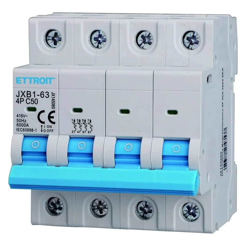 Ettroit Jx145060 Interruttore Magnetotermico 4P 50A 380V 6Ka