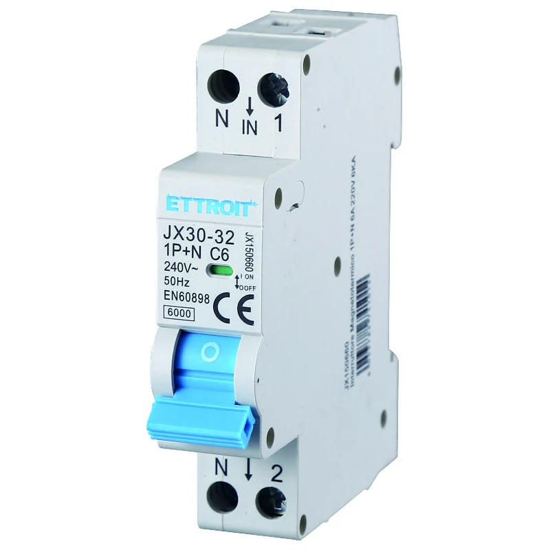 Ettroit Jx150660 Interruttore Magnetotermico 1P+N 6A 220V 6Ka