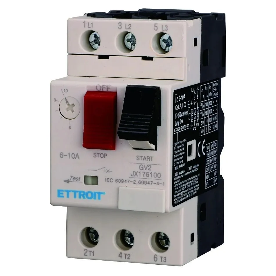 Ettroit Jx176100 Salvamotore Regolabile 6-10A Moduli Din Gv2 Protezione Del Motore