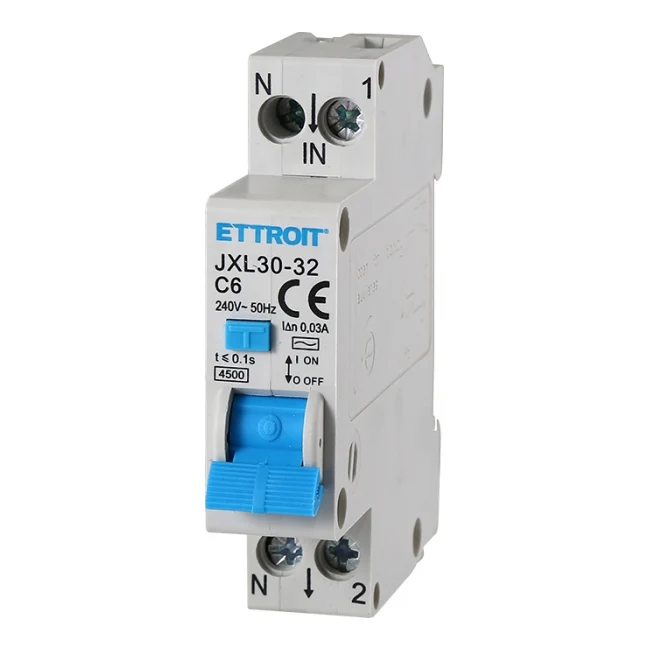Ettroit Jx250640 Magnetotermico Differenziale 1P+N 6A 30Ma 220V-4.5Ka