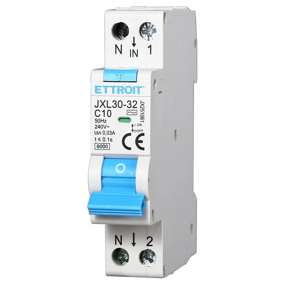 Ettroit Jx251061 Magnetotermico Differenziale 1P+N 10A 30Ma 220V-6Ka