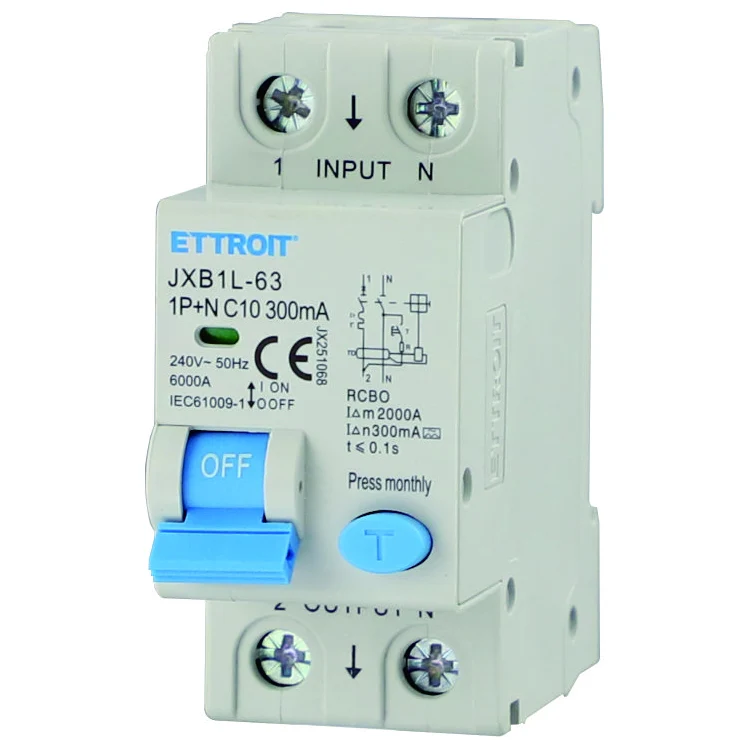 Ettroit Jx251068 Magnetotermico Differenziale 1P+N 10A 300Ma 220V-6Ka Classe A