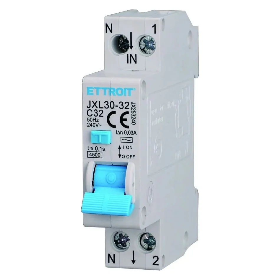 Ettroit Jx253240 Magnetotermico Differenziale 1P+N 32A 30Ma 220V-4.5Ka