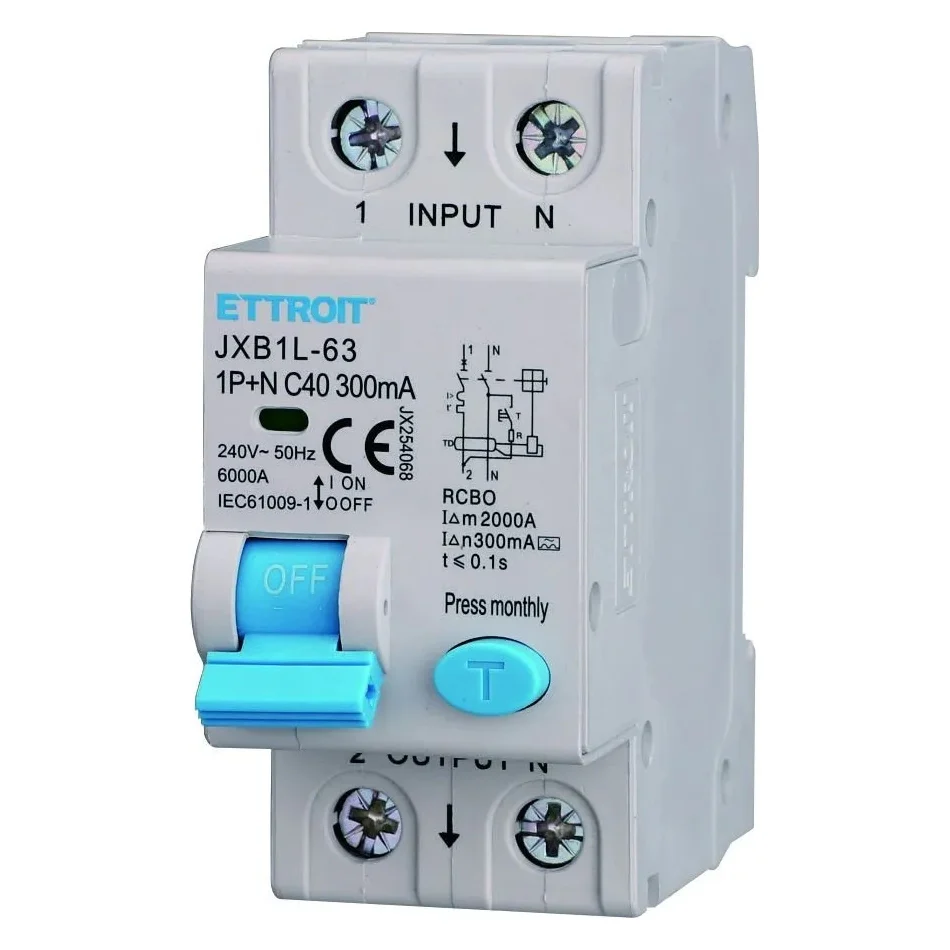 Ettroit Jx254068 Magnetotermico Differenziale 1P+N 40A 300Ma 220V-6Ka Classe A