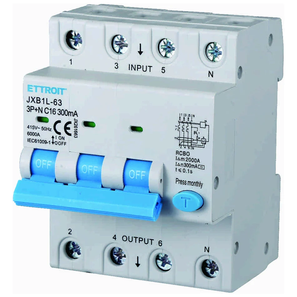 Ettroit Jx261663 Magnetotermico Differenziale 3P+N 16A 300Ma 380V-6Ka